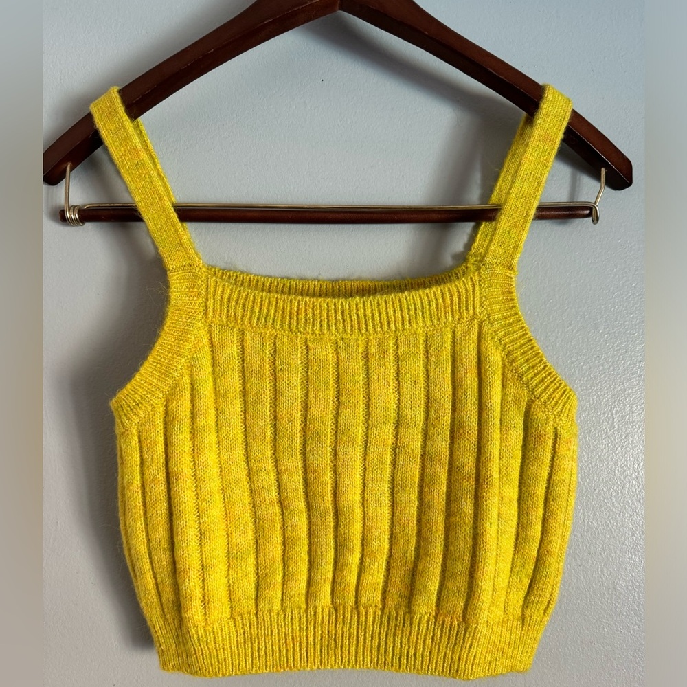 Yellow Sweater Tank Crop Top